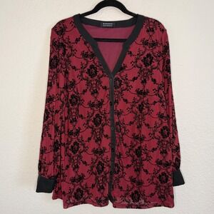 BLOOMCHIC 14 16 Tunic Burgundy Velvet‎ Burnout Whimsigoth Career Romantic Goth